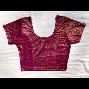 Gold & Fuchsia Crop Top